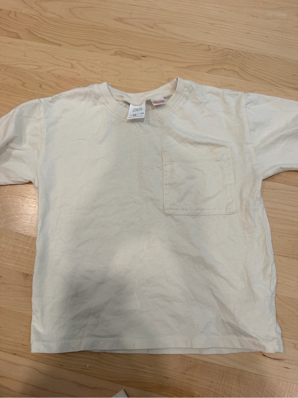 Zara Cream Short Sleeve Pocket Tee
